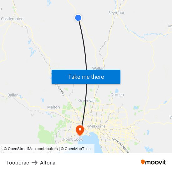 Tooborac to Altona map