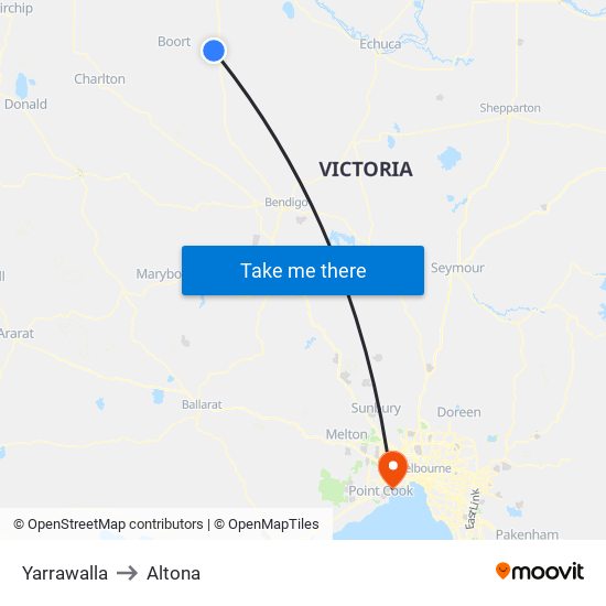 Yarrawalla to Altona map