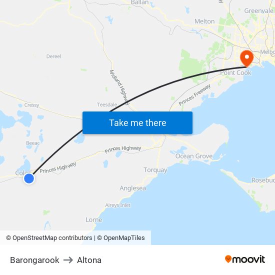 Barongarook to Altona map