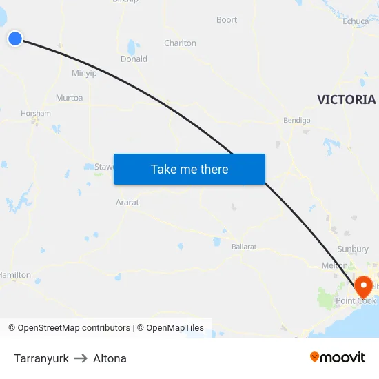 Tarranyurk to Altona map