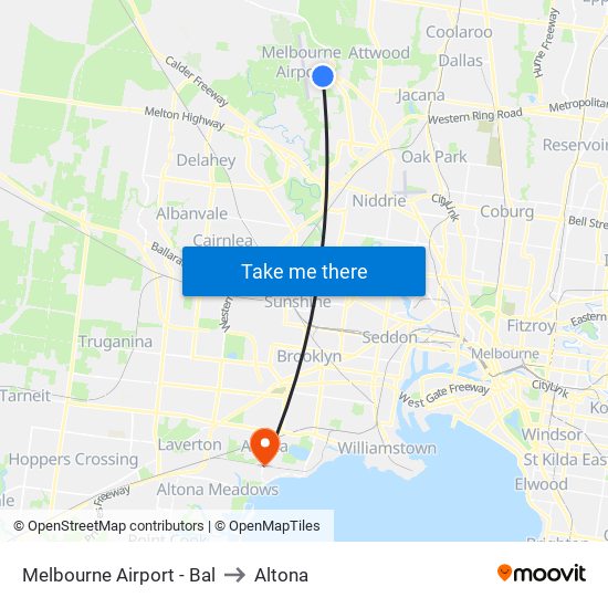 Melbourne Airport - Bal to Altona map