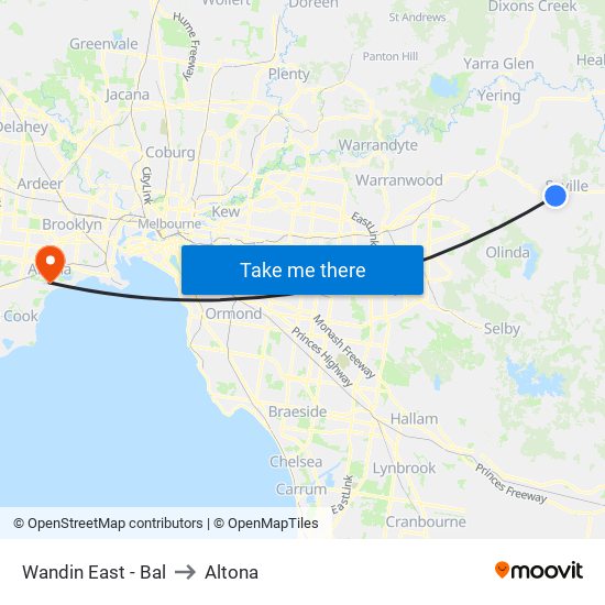 Wandin East - Bal to Altona map