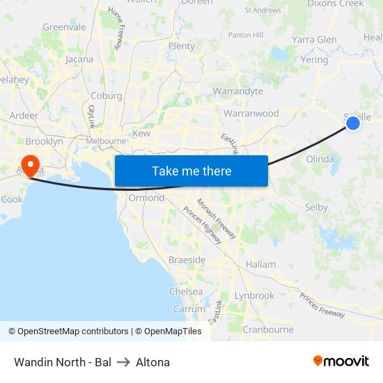 Wandin North - Bal to Altona map