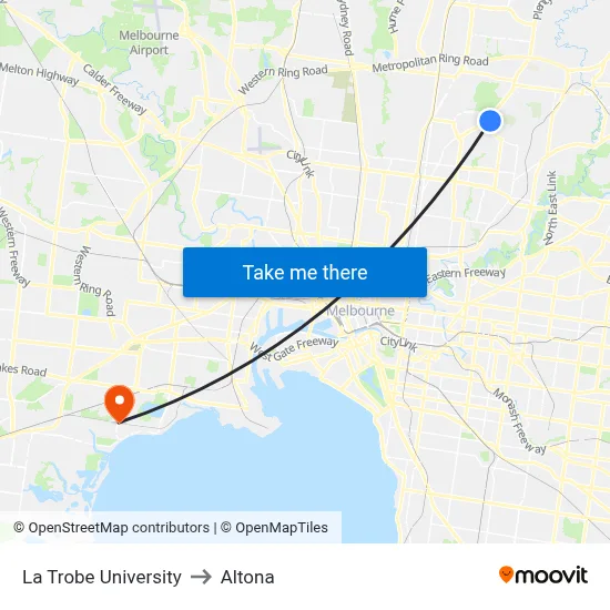 La Trobe University to Altona map