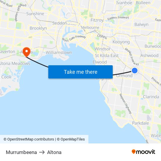 Murrumbeena to Altona map