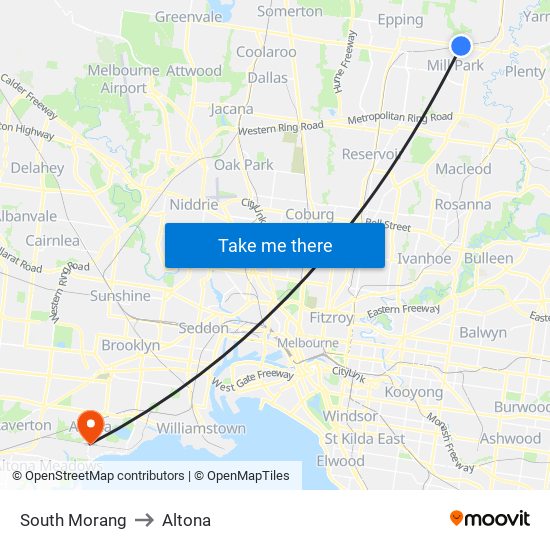 South Morang to Altona map