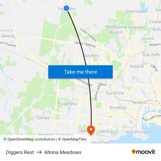 Diggers Rest to Altona Meadows map