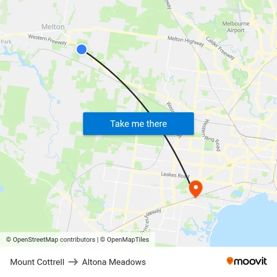 Mount Cottrell to Altona Meadows map