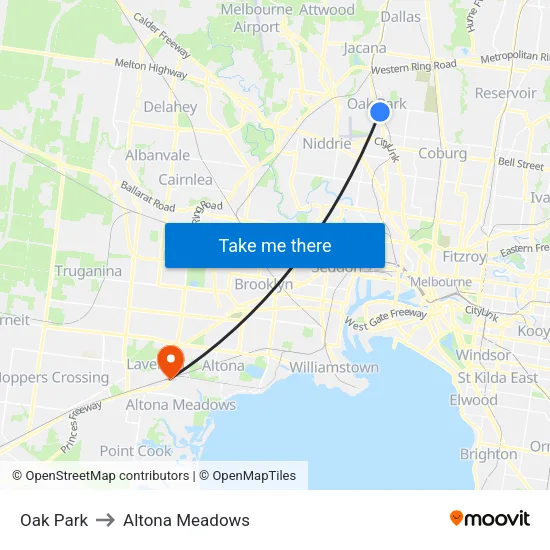 Oak Park to Altona Meadows map