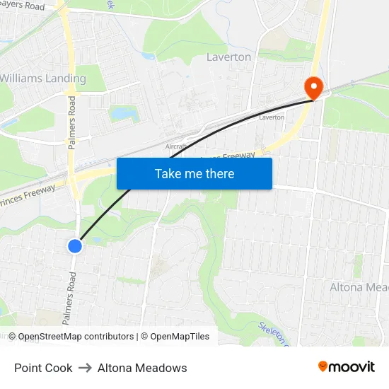 Point Cook to Altona Meadows map