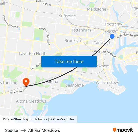Seddon to Altona Meadows map
