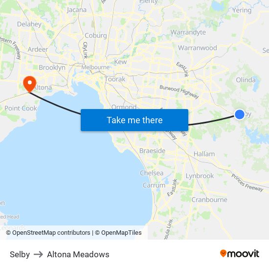 Selby to Altona Meadows map
