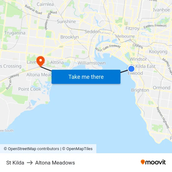 St Kilda to Altona Meadows map