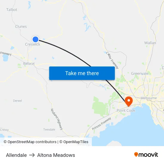Allendale to Altona Meadows map