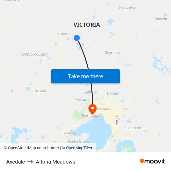 Axedale to Altona Meadows map