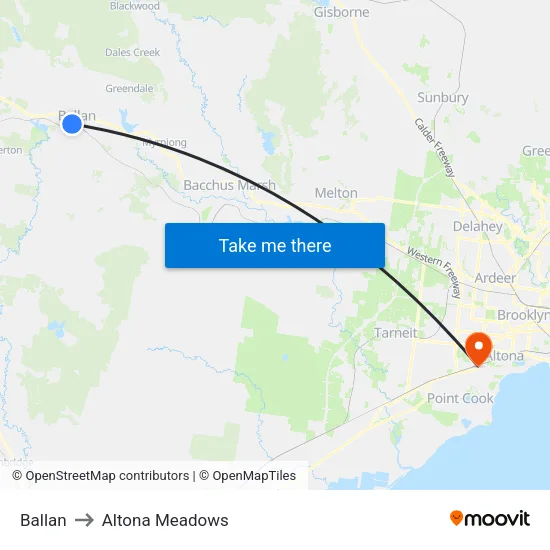 Ballan to Altona Meadows map