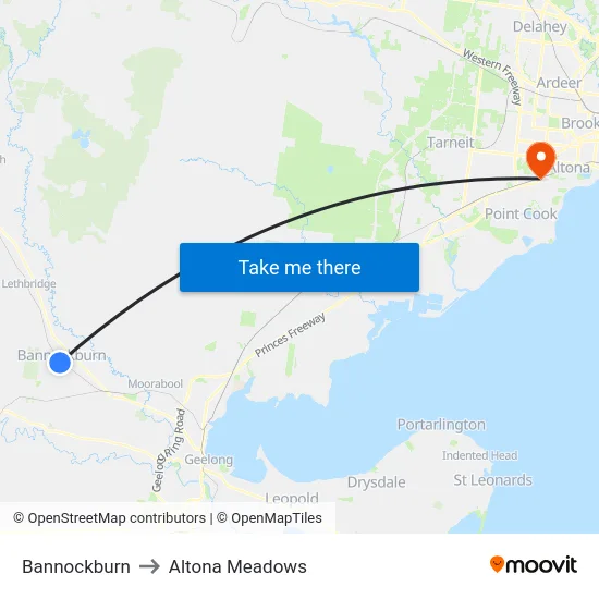 Bannockburn to Altona Meadows map