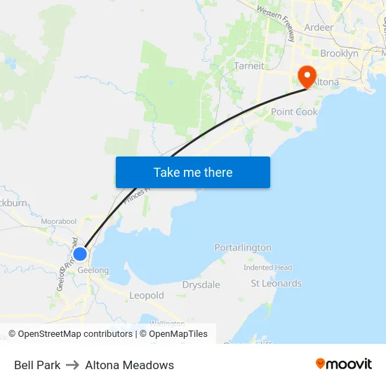 Bell Park to Altona Meadows map