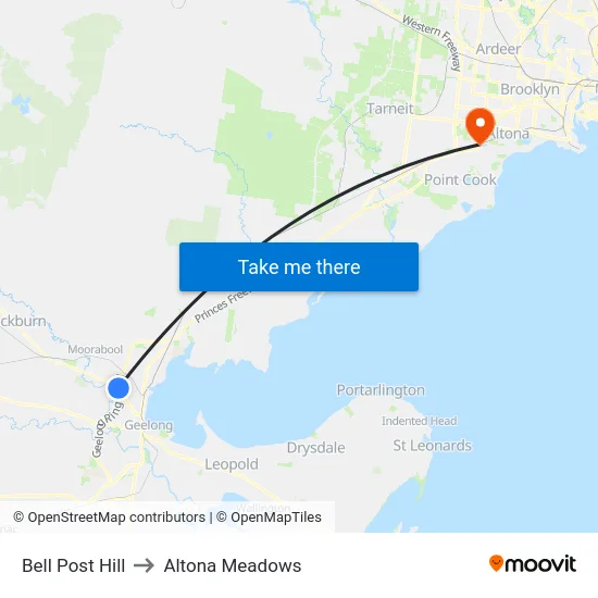 Bell Post Hill to Altona Meadows map