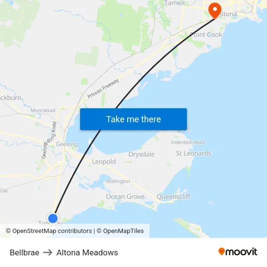 Bellbrae to Altona Meadows map