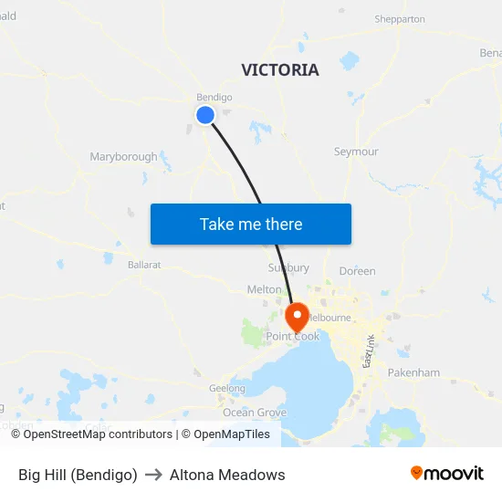 Big Hill (Bendigo) to Altona Meadows map