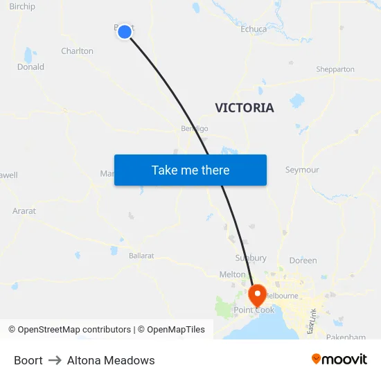 Boort to Altona Meadows map