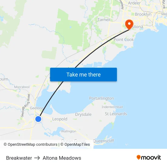 Breakwater to Altona Meadows map