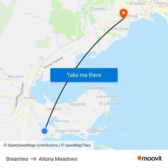 Breamlea to Altona Meadows map