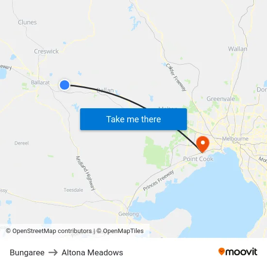 Bungaree to Altona Meadows map