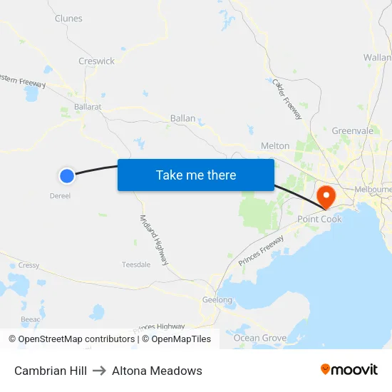 Cambrian Hill to Altona Meadows map