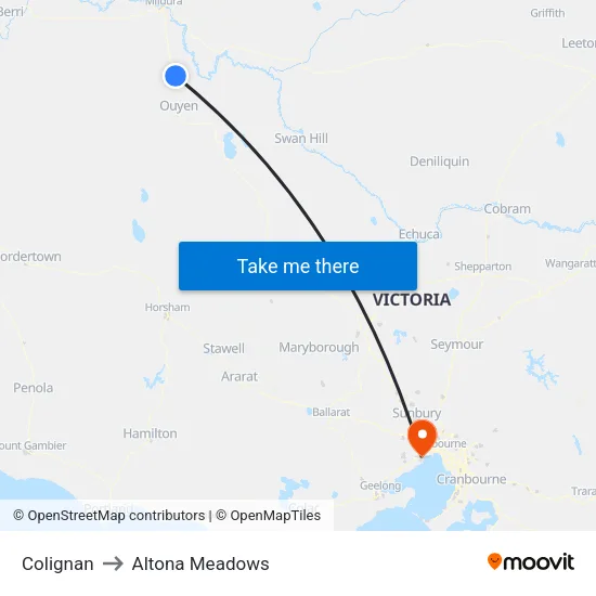 Colignan to Altona Meadows map