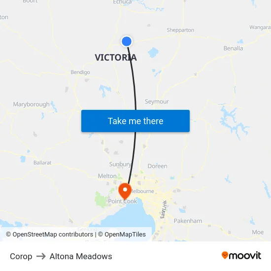 Corop to Altona Meadows map