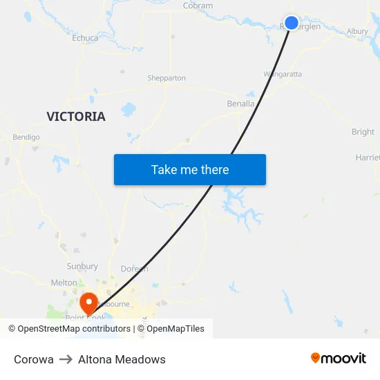 Corowa to Altona Meadows map