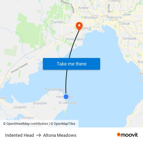 Indented Head to Altona Meadows map