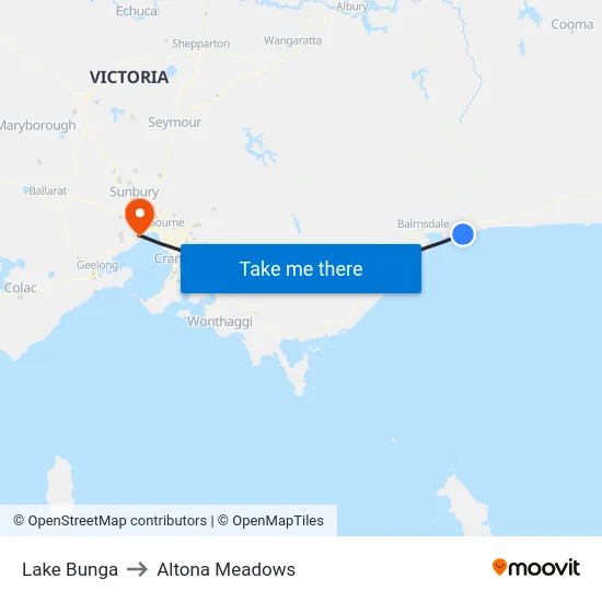 Lake Bunga to Altona Meadows map