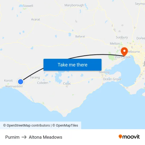 Purnim to Altona Meadows map