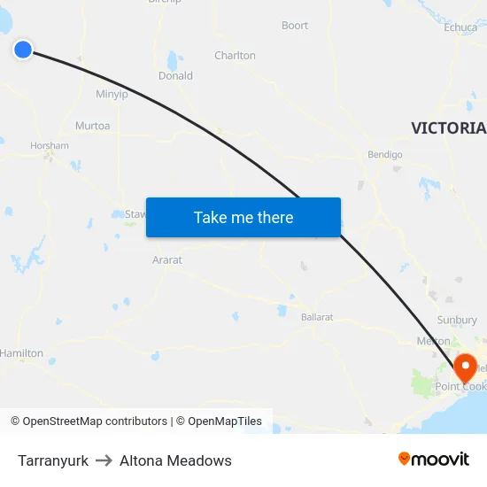 Tarranyurk to Altona Meadows map