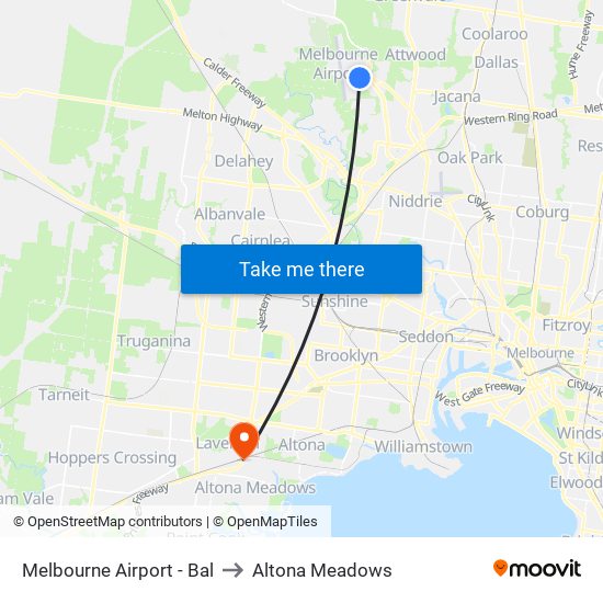 Melbourne Airport - Bal to Altona Meadows map