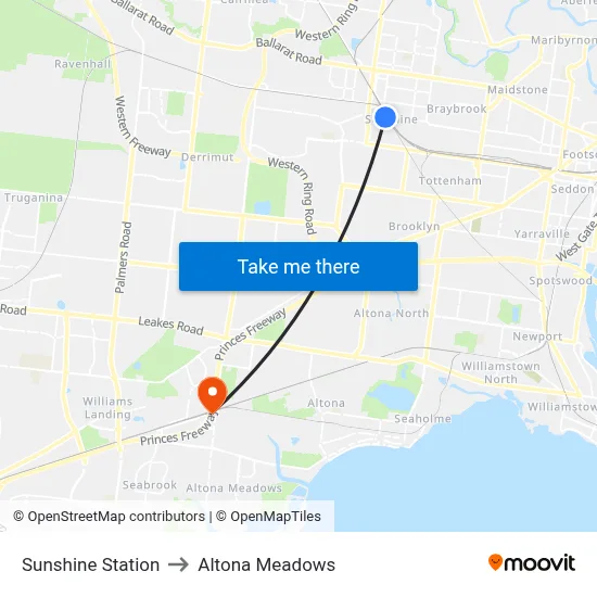 Sunshine Station to Altona Meadows map