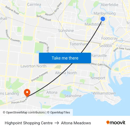 Highpoint Shopping Centre to Altona Meadows map