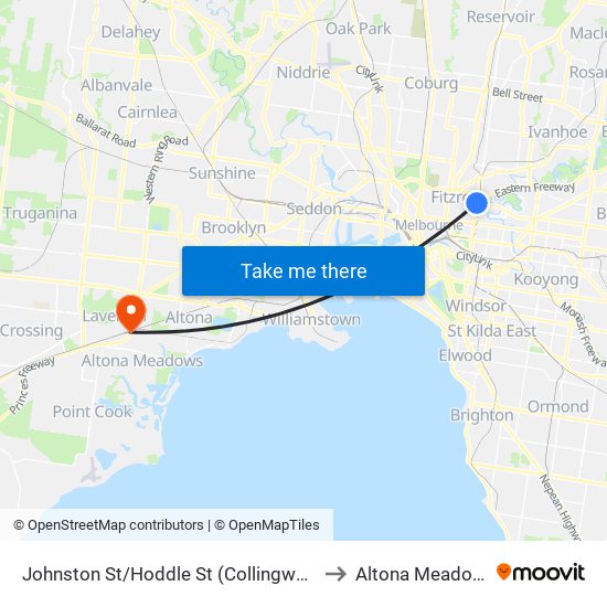 Johnston St/Hoddle St (Collingwood) to Altona Meadows map