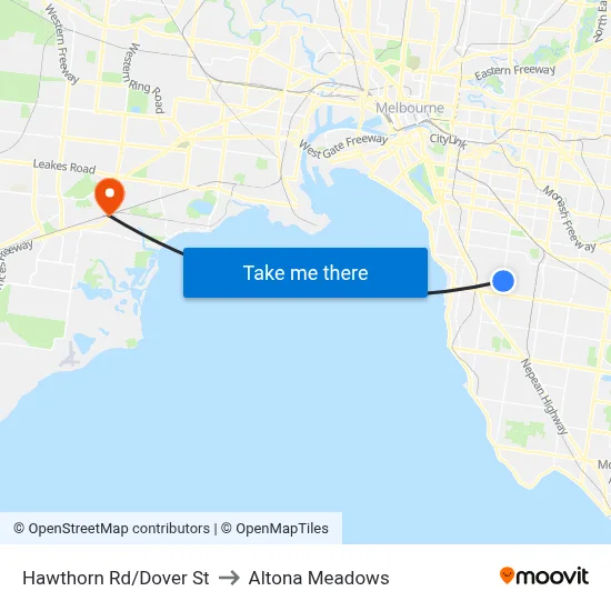 Hawthorn Rd/Dover St to Altona Meadows map