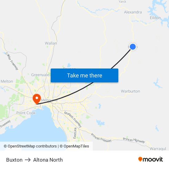 Buxton to Altona North map