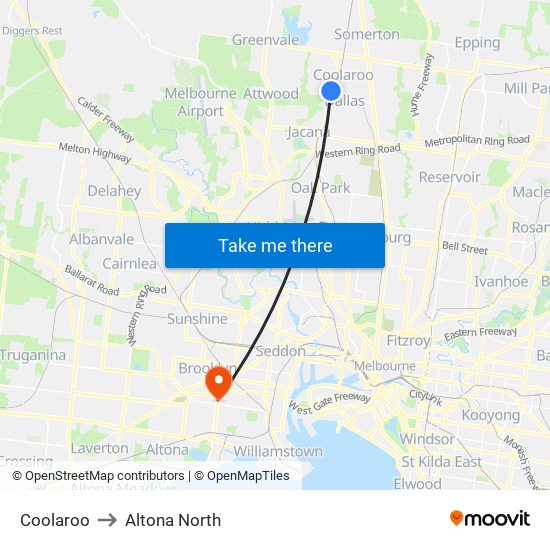 Coolaroo to Altona North map