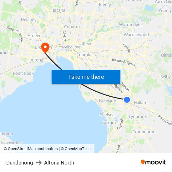 Dandenong to Altona North, Melbourne with public transportation