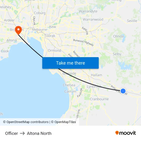 Officer to Altona North map