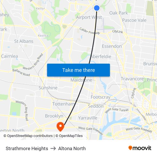 Strathmore Heights to Altona North map