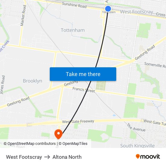 West Footscray to Altona North map