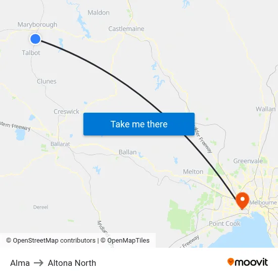 Alma to Altona North map