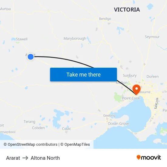 Ararat to Altona North map